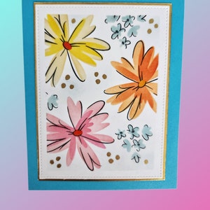 Bright Floral Greeting Card, Blank Inside or Customize Sentiment, Handmade All Occasions Card, Brighten Someone's Day with an Artistic Card image 3