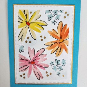 Bright Floral Greeting Card, Blank Inside or Customize Sentiment, Handmade All Occasions Card, Brighten Someone's Day with an Artistic Card image 6