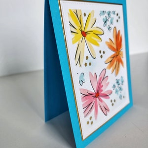 Bright Floral Greeting Card, Blank Inside or Customize Sentiment, Handmade All Occasions Card, Brighten Someone's Day with an Artistic Card image 5