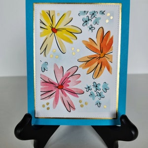 Bright Floral Greeting Card, Blank Inside or Customize Sentiment, Handmade All Occasions Card, Brighten Someone's Day with an Artistic Card image 4