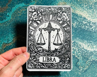 LIBRA lino print | Zodiac sign Libra linocut | handmade print A6 postcard | small gift idea | free shipping worldwide