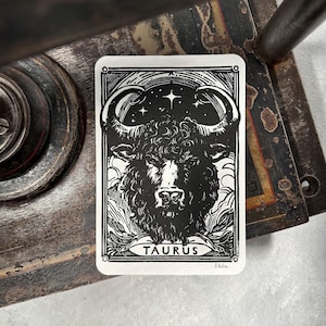 Linosnede van het sterrenbeeld Stier | handgemaakte astrologie ansichtkaart A6 | Sterrenbeeldkaart | klein cadeau-idee | Gratis verzending
