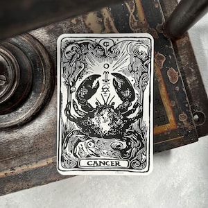 Gravura em linóleo do signo de Câncer | xilogravura original | cartão postal A6 feito à mão | ideia de presente | frete grátis para todo o mundo
