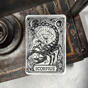 Impression en linogravure du signe du zodiaque Scorpion | impression faite à la main | Carte postale astrologie DIN A6 | Linogravure du Zodiaque | petite idée cadeau