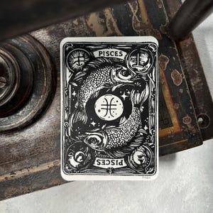 Sternzeichen Fische Linoldruck | Linolschnitt Postkartenformat DIN A6 | handgemachter Druck | kleine Geschenkidee | kostenloser Versand