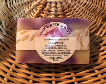 Lavender Lemongrass cold process handmade soap bar