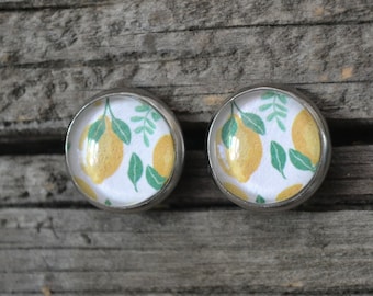 Feather Jewelry - earrings - hypoallergenic - stud earrings - stud earrings - lemon