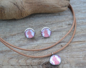 Feather Jewelry - earrings - necklace - earrings - earrings - pineapple