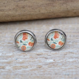 Feather Jewelry - earrings - hypoallergene - earrings - earrings - red flowers