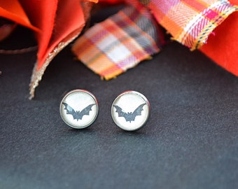 Feather Jewelry - earrings - hypoallergenic - ear studs - ear studs - Halloween - bat