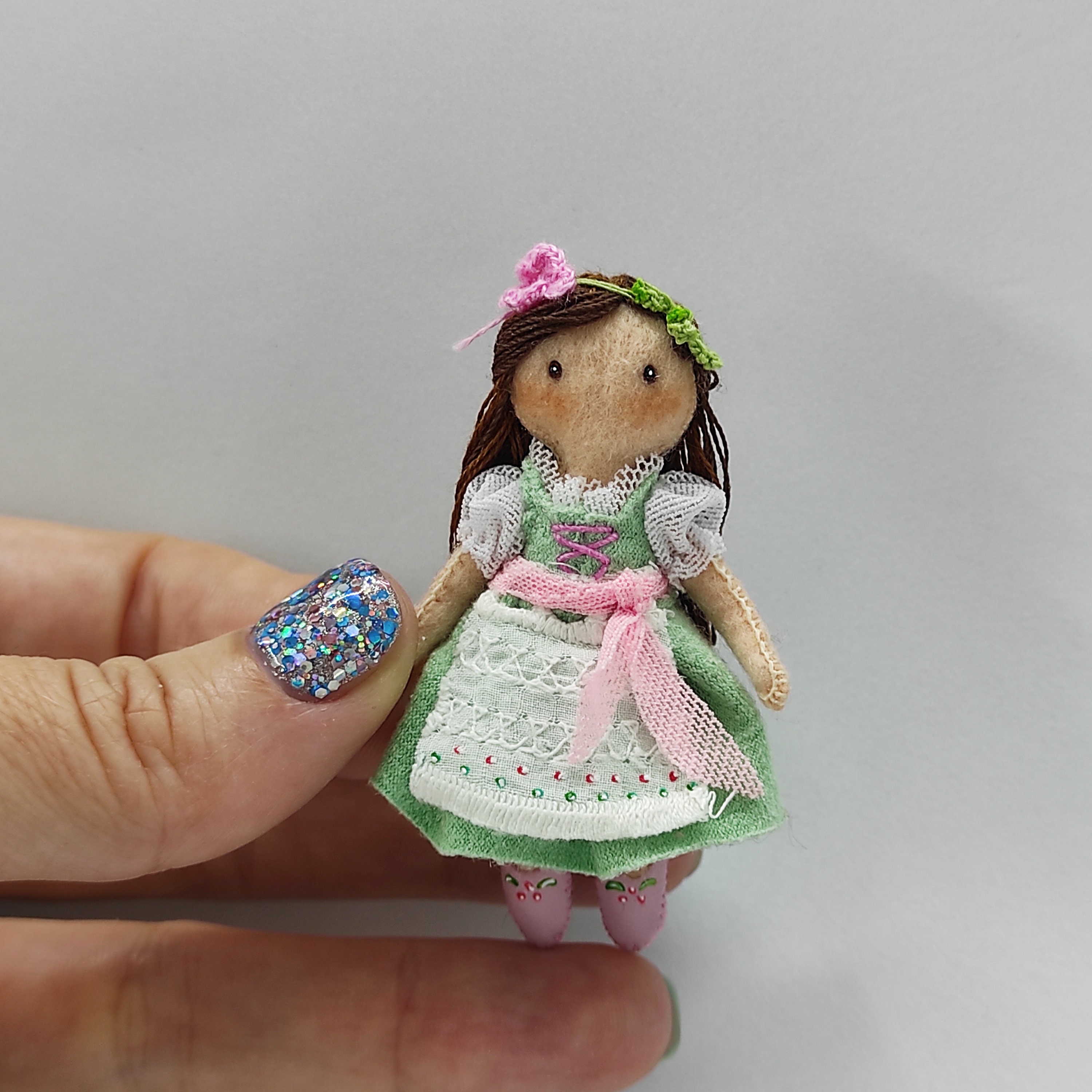 Custom MINI doll 2.2 inches in Alpine mint Dirndl dress Etsy