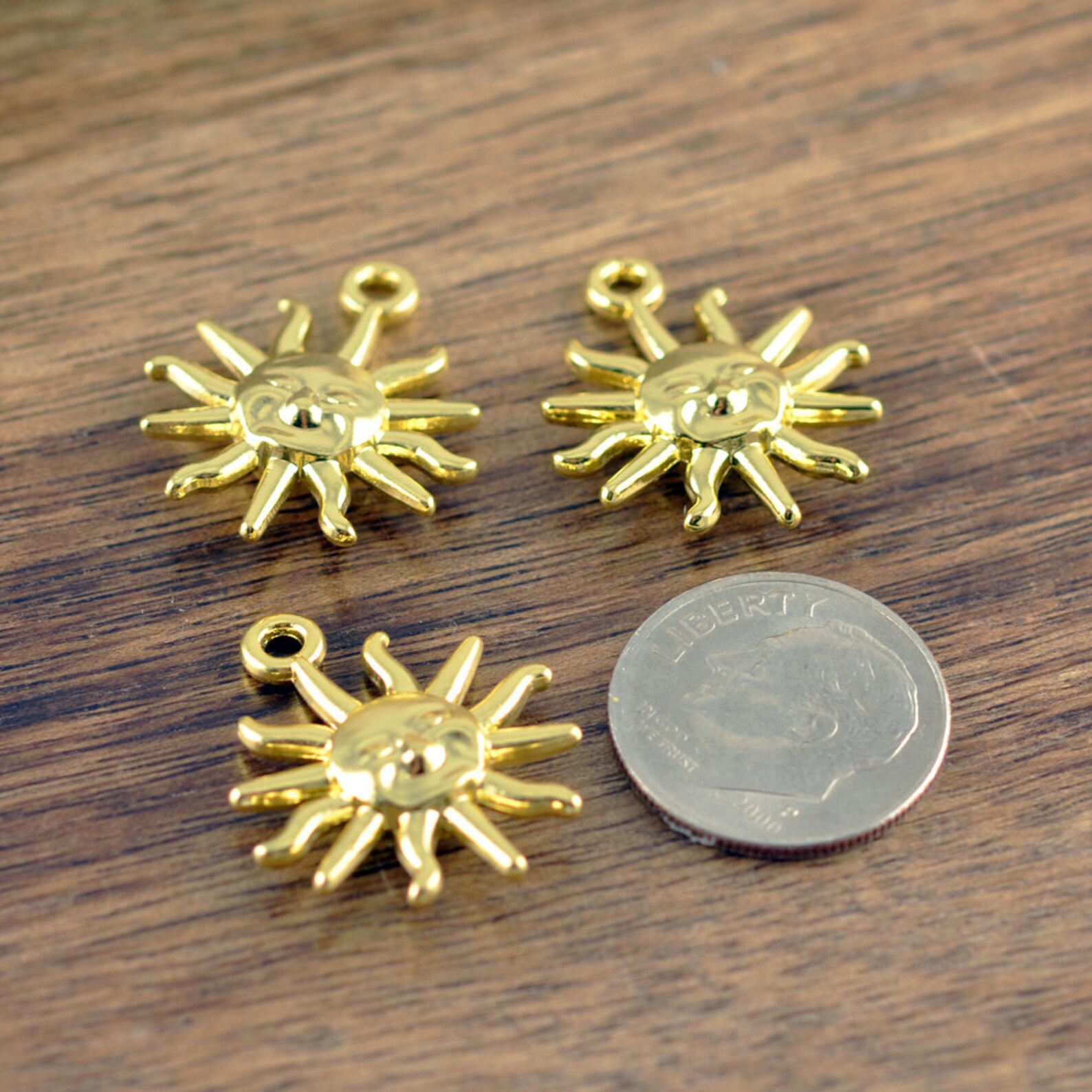 BULK 10 Gold Sun Charms Sun Pendant Sunshine Charms Gold Etsy
