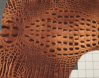 Leather Scraps Embossed Crocodile Saddle #444 Embossed Leather Supply for DIY