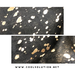 Leather Sheets, Metallic Leather Acid Wash Black & Gold, Cowhide Leather, Custom Cuts, Hair On  4.5-5oz - 1.8-2mm,  Leathercraft