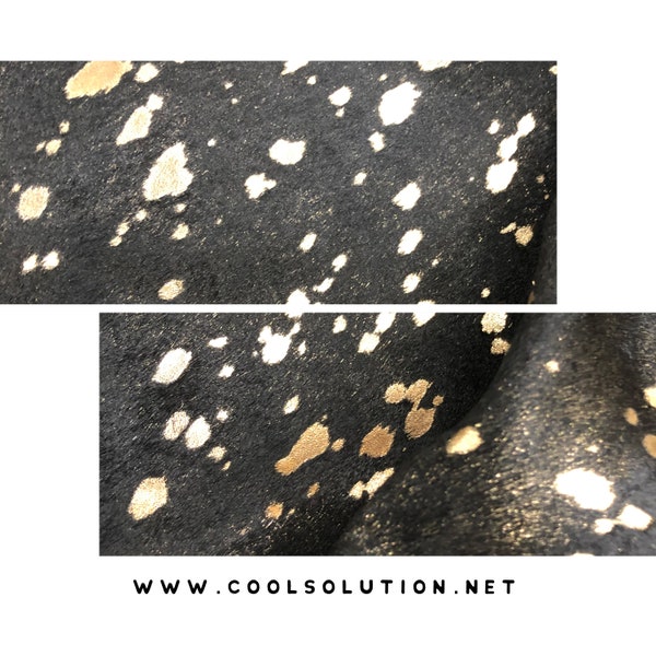 Leather Sheets, Metallic Leather Acid Wash Black & Gold, Cowhide Leather, Custom Cuts, Hair On  4.5-5oz - 1.8-2mm,  Leathercraft