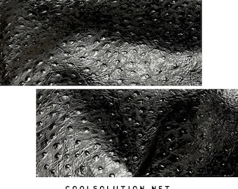 Cuir d'autruche noir en relief, feuilles de cuir de vachette, découpées à la dimension 1,2-1,4 mm - 3-3,5 oz pour sacs, boucles d'oreilles, portefeuilles, ceintures, chaussures