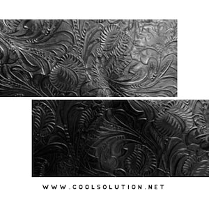 Lámina de cuero repujado floral negro, cortada a medida, para marroquinería, 1,2-1,4 mm (3-3,5 oz) para bolsos, carteras o cualquier proyecto de bricolaje.