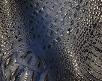 Embossed Leather Sheets, Crocodile Midnight Navy, Custom Cuts, Leatherworking,  1.2-1.4 mm / 3-3.5 oz For Bags, Earrings, Wallets,