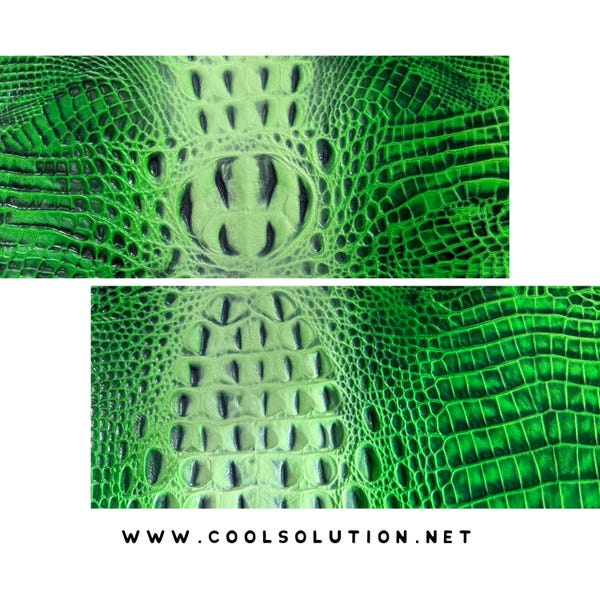 Crocodile Jungle Fern Embossed Leather Sheet – Green Croc Cowhide 3–3.5 oz for Bags, Wallets, Crafts – Free US Shipping