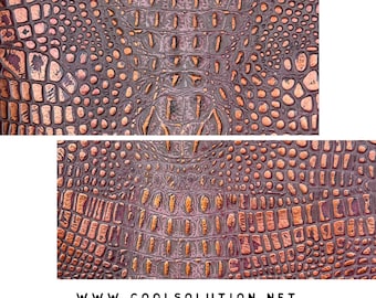 Embossed Leather Sheets, Crocodile Gator Copper Plum, Cut to Size,  1.2-1.4 mm / 3-3.5 oz For Bags, Wallets, DIY Leather by Square