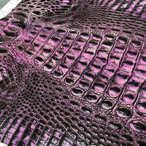 Embossed Leather Hornback Deep Purple - 12 x 12 Inches - Cowhide Leather for Bags or Earrings - Leather Sheets - Embossed Leather Hide #850