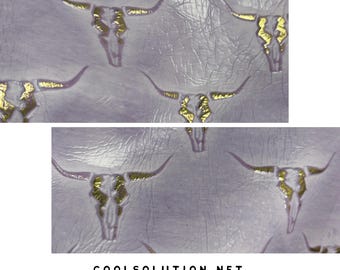 Embossed Leather Sheets Mini Longhorn Lavender Light Gold Custom Cuts, Leather Sheets 1.2-1.4 mm / 3-3.5 oz Leather for Bags and Crafters