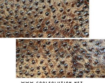 Embossed Leather Ostrich Mocha / Leather Sheets / Cut to Size / 1.2-1.4 mm - 3-3.5 oz / For Bags, Earrings, Wallets,