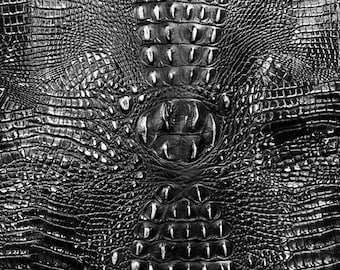 Embossed Leather Sheets, Crocodile Black & Silver, Custom Cuts, Leatherworking,  1.2-1.4 mm / 3-3.5 oz For Bags, Earrings, Wallets,