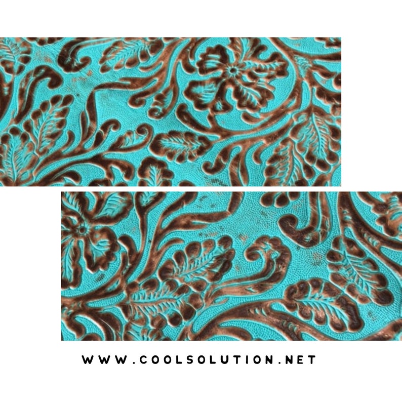 Embossed Leather Cowboy Tool Turquoise Brown For Earrings Leather by Square Soft and Pliable for Crafters Bags Wallets Upholstery