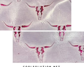 Embossed Leather Sheets Mini Longhorn Lavender Hot Pink Custom Cuts, Leather Sheets 1.2-1.4 mm / 3-3.5 oz Leather for Bags and Crafters