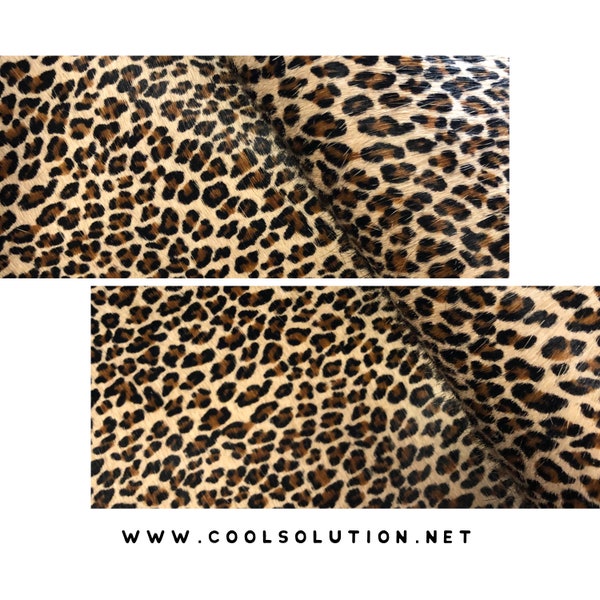 Cowhide Leopard Persa Stenciled Leather, Cut to Size, Hair On Leather, Printed Leopard, 4.5-5oz - 1.8-2mm, Leatherworking, Leather Sheets