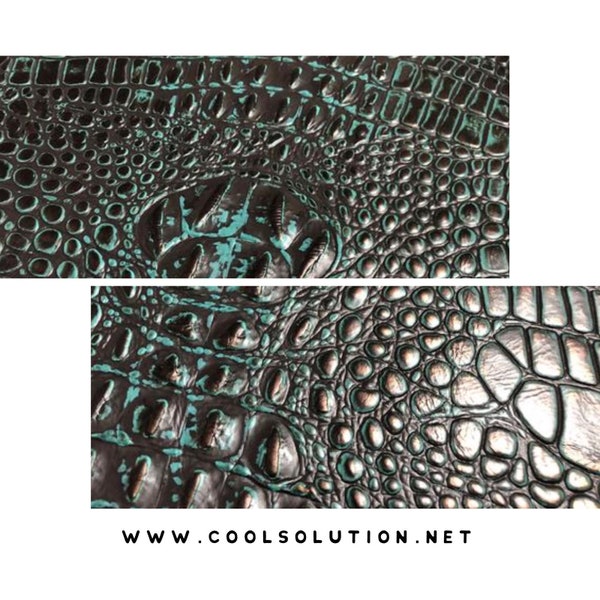 Embossed Leather Sheet Crocodile Lagoon Bronze -  As Picture - Western Embossed Leather Supply for Wallets, Bags, Earrings