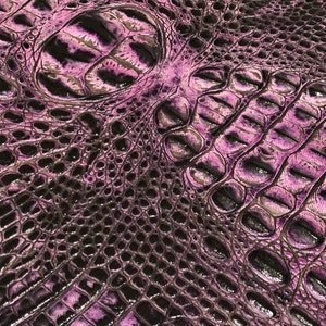 Embossed Leather Hornback Deep Purple - 18 x 12 Inches - Cowhide Leather for Bags or Earrings - Leather Sheets - Embossed Leather Hide