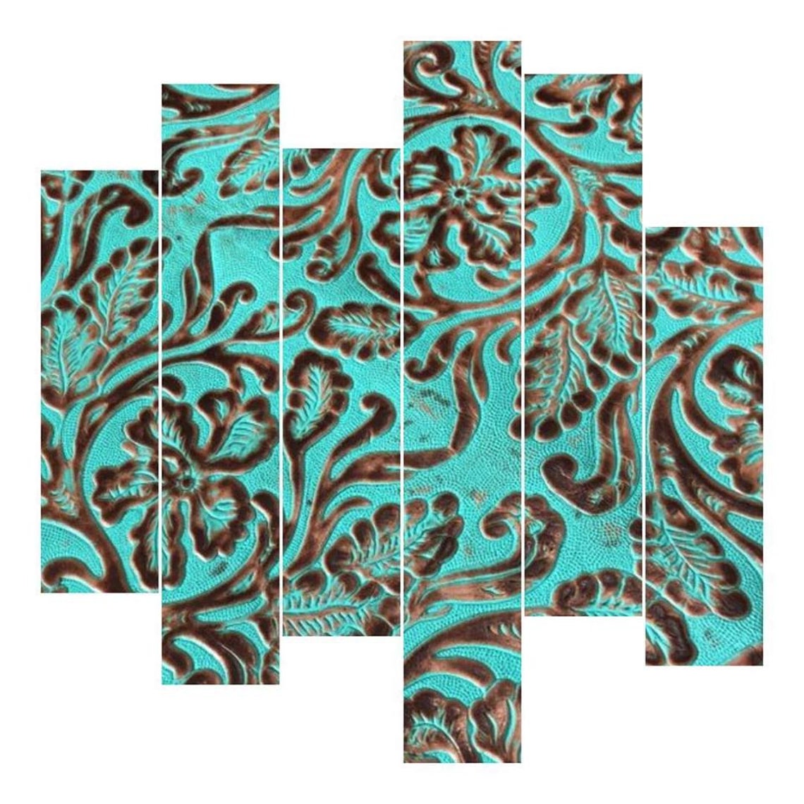 Embossed Leather Sheets With Turquoise Floral Pattern DIY Etsy