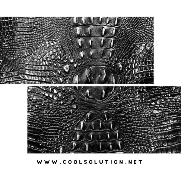 Embossed Leather Sheets, Crocodile Black & Silver, Custom Cuts, Leatherworking,  1.2-1.4 mm / 3-3.5 oz For Bags, Earrings, Wallets,