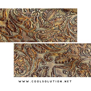 Embossed Leather Cowboy Tool Brandy Gilded, Custom Cuts 8x8, 10x12, 12x12, 18x16, Leatherworking, Leather Sheets 1.2-1.4 mm / 3-3.5 oz