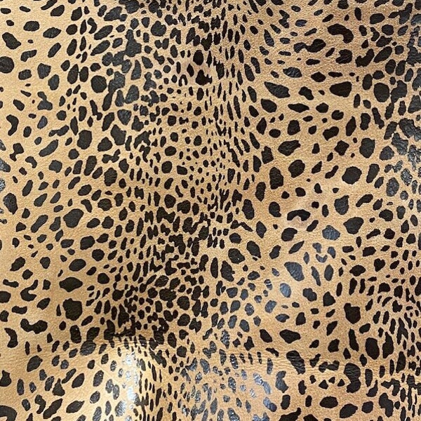 Cheetah Tan Printed Leather - Cut To Size - Cowhide Leather for Bags, Earrings, Wallets - Leather Printed, Animal Print Borneo Cheetah