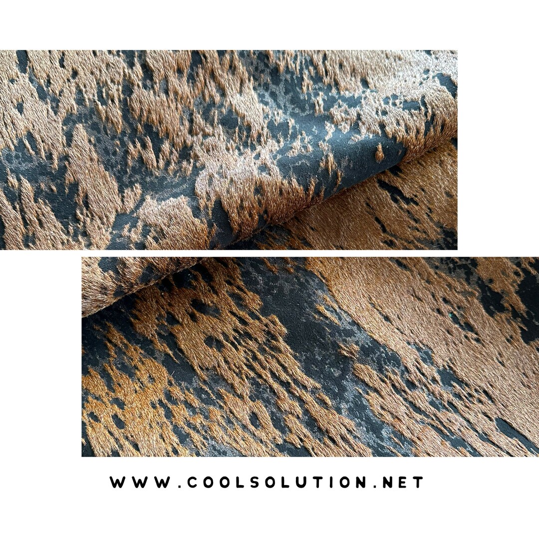 Cowhide Leather Sheets Distressed Brindle Dyed Black Hair on Etsy