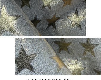 Leather Sheets, Metallic Leather Acid Washed Gold with Stars, Cowhide Leather, Custom Cuts, Hair On 4.5-5oz - 1.8-2mm for Crafters