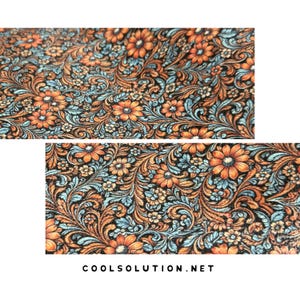Vintage Floral Printed Leather Cuts - Sizes Available - Cowhide Leather for Bags, Earrings, Wallets - Leather Printed, Floral Print