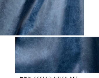 Leather Sheets, Distressed Leather, Lavish Navy, Cut to Size, Full Grain Leather  1.0 - 1.4 mm / 2.5 - 3.5 oz For Fringe, Bags, Wallets