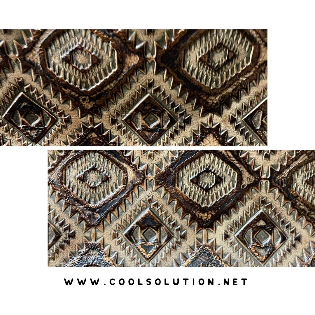 Leather Sheets Embossed Leather Aztec Brown and Copper, Custom Cuts ...