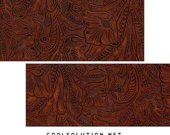 Embossed Leather Large Floral Orange, Custom Cuts, Leatherworking, Leather Sheets 1.2-1.4 mm / 3-3.5 oz Leather for Bags, Wallets