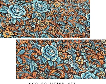 Découpes en cuir à imprimé floral roses occidentales - Tailles disponibles - Cuir de vachette pour sacs, boucles d'oreilles, portefeuilles - Imprimé floral en cuir à imprimé floral