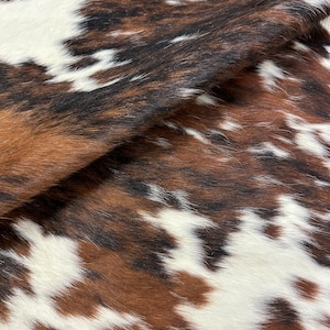 Genuine Tri Color Hair on Hide, Pre Cut Sheets, Top Quality Cowhide Sheets, Leather Pieces, Custom Cut Leather Cowhide