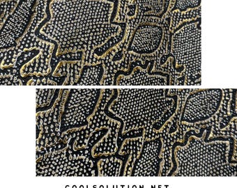 Cascabel Black & Gold Embossed Leather – Reptile Pattern Leather with Metallic Gold Accents Leather for Crafts and Accessories