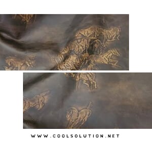 Leather Sheets Embossed Running Horses Mustang, Cut to Size, Leatherworking,  1.2-1.4 mm / 3-3.5 oz Leather for Bags, Wallets, Cool Solution