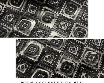 Leather Sheets Embossed Leather Azteca Black & Silver, Custom Cuts, Leatherworking, 1.2-1.4 mm / 3-3.5 oz 8x8,10x8,12x12,18x12,30x30