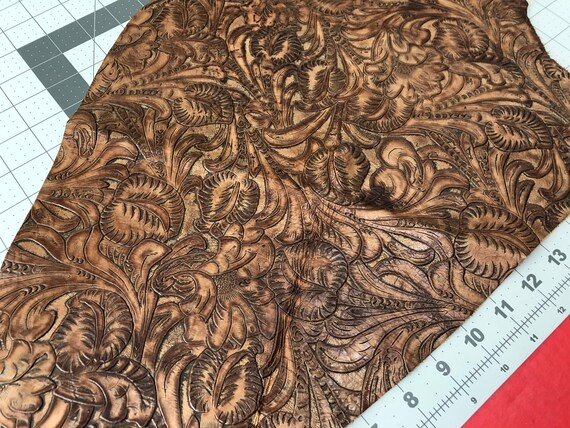 Leather Scraps Embossed Crocodile Saddle #444 Embossed Leather Supply for DIY