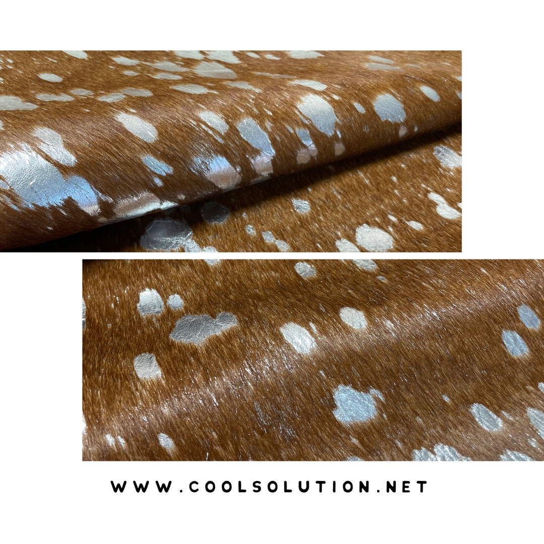 Cowhide Leather Sheets Metallic Acid Washed Brown & Silver, Custom Cuts